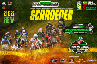 A cidade de Schroeder (SC) ser� o centro das aten��es do motociclismo off-road nos dias 21 e 22 de fevereiro, com a abertura oficial do Sportbay Campeonato Catarinense de Velocross e do Sul Brasileiro de Velocross 2026.